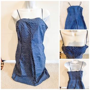 Small white and blue mini polkadot dress